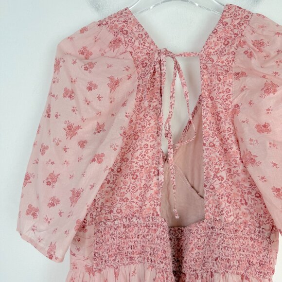NWT American Eagle Romantic Floral Print Tiered Mini Dress Pink Size XL NEW - Picture 7 of 11